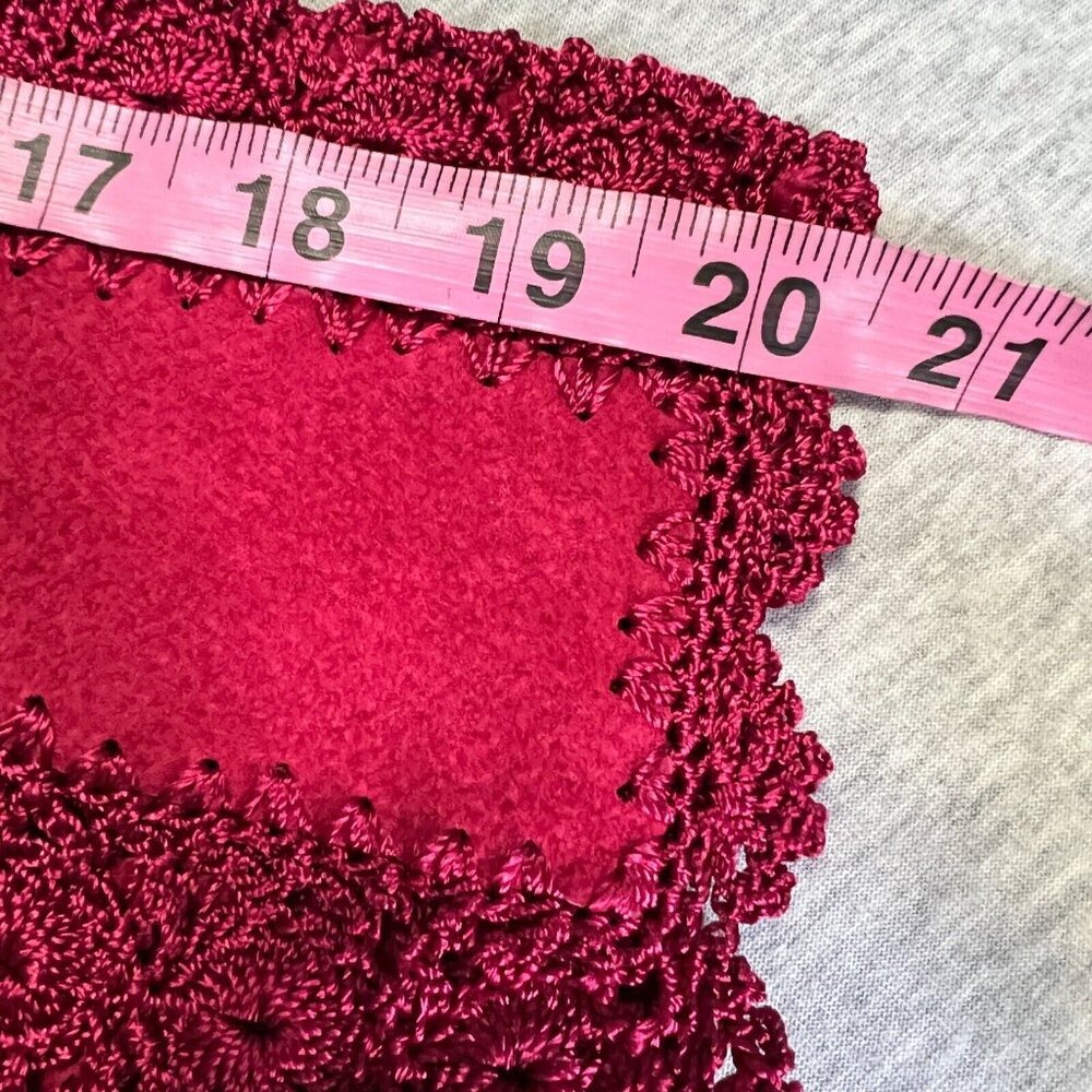 Vintage Suede Crochet‎ Jacket Womens Large Petite Pink Fushia Patchwork Boho SMH - Picture 8 of 12